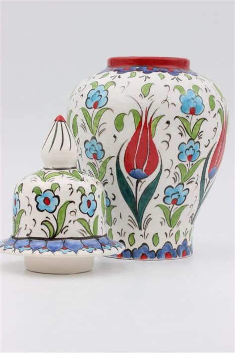 Cm Hand Made Turkish Ceramic Shah Vase In Tulip Abstract Design S