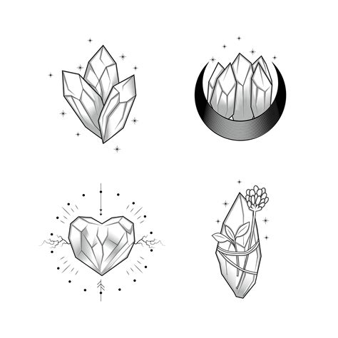 Set Of Crystal Gemstone Tattoo Design 10797099 Vector Art At Vecteezy