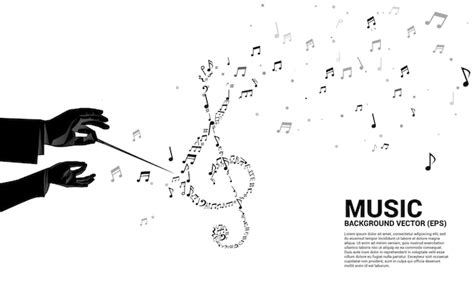 Premium Vector Vector Silhouette Of Conductor Hand With Music Melody