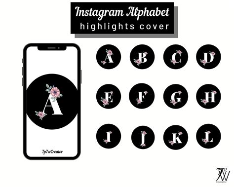 Instagram Alphabet Story Highlight Cover Black Edition Etsyde