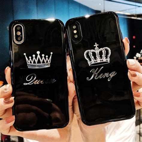 Cartoon Crown Letter King Queen Soft Tpu Silicone Case For Iphone