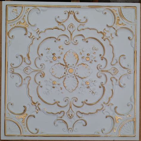 While our selection of white tin ceiling tiles is often used in commercial areas such as hotels, churches, restaurants, and malls, you may find tin tiles the perfect option for your home as well! PL19 Faux tin victoria style gold ceiling tiles bar decor ...