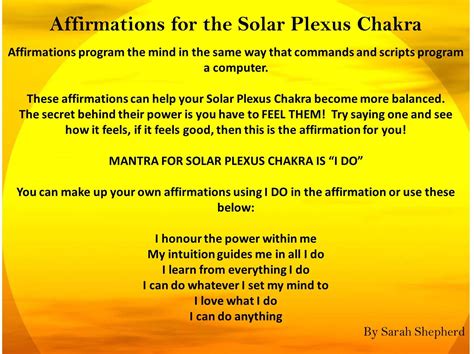 Affirmations for the solar plexus chakra list. Solar Plexus Affirmations | Solar Plexus Chakra | Pinterest