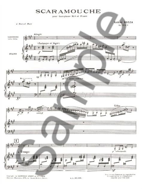 Eugene Bozza Scaramouche Op Nr Pour Saxophone Mi B Et Piano