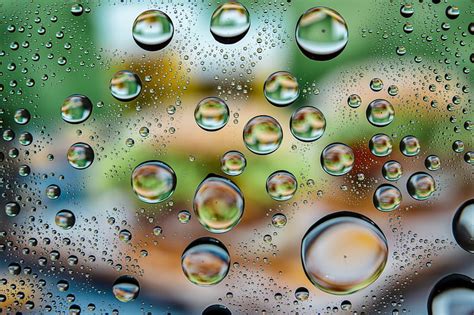 Drops Water Surface Macro Blur Hd Wallpaper Peakpx