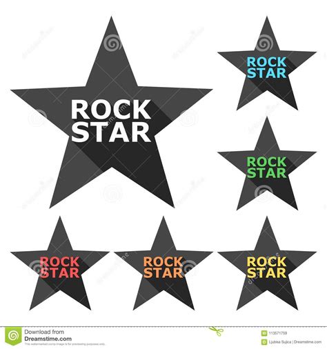 Rock Star Design Icons Set With Long Shadow Stock Vector
