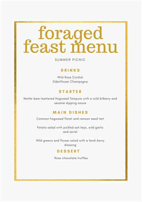 Foraging Menus | Live Wild