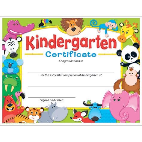 Kindergarten Certificate Kindergarten Certificates Kindergarten