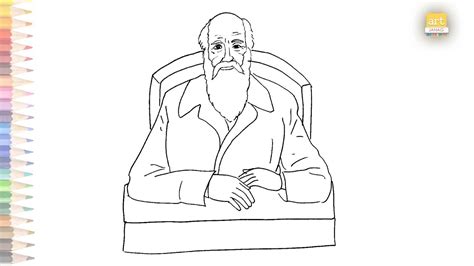 Charles Darwin Drawing 03 How To Draw Charles Darwin Step By Step