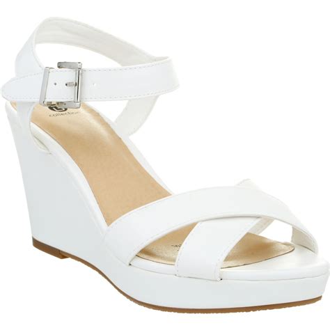 B Collection Womens Wedge Sandals White Big W