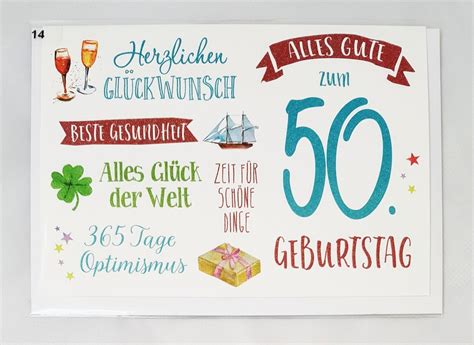 Zum hochzeitstag gratuliert man lieben menschen mit einer karte oder einem kurze gruß per smartphone oder online. Glückwunschkarte "50. Geburtstag" Grußkarte zum Geburtstag