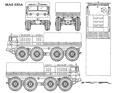 MAZ-535 Blueprint - Download free blueprint for 3D modeling