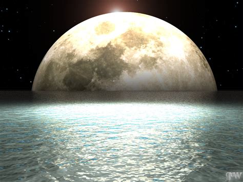 38 Moon Over Ocean Wallpaper