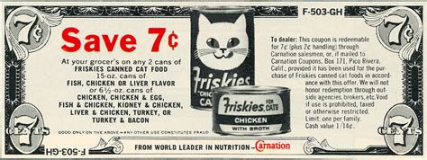 Coupon (2 months ago) coupon meow mix hills cat food coupon code dry cat sm megamall map locator pet vet:chewy coupons. Friskies Cat Food Coupon | 1965 | Todd Franklin | Flickr
