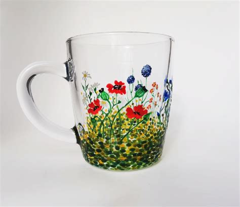 Modern Floral Mug Custom Coffee Mug Flower Mug Clear Tea Mug Etsy