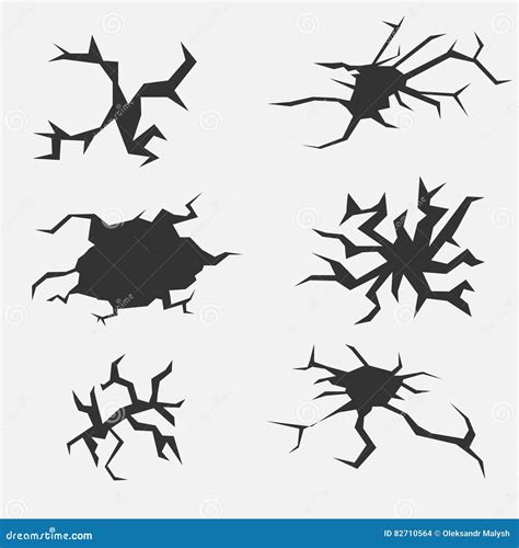 Cartoon Ground Holes And Cracks Vector Set 58460149