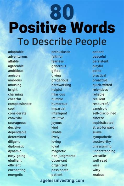 Elainas Writing World 80 Positive Words To Describe People