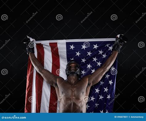 American Boxing Champion Stock Image Image Of Flag Muscular 49687801