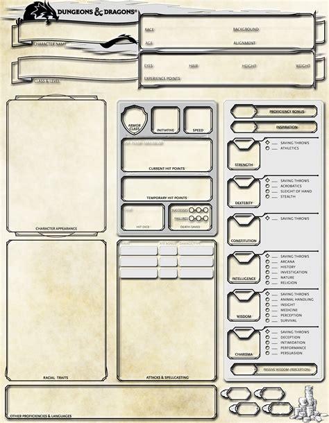 Dnd 5e Custom Character Sheet For Stats Dnd Character Sheet