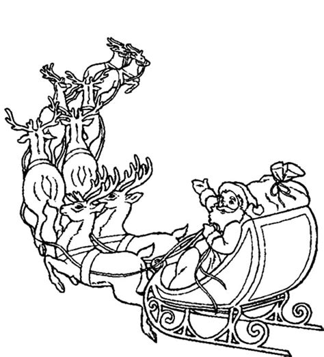 Santa Claus Ride His Famous Sleigh Coloring Pages : Coloring Sky