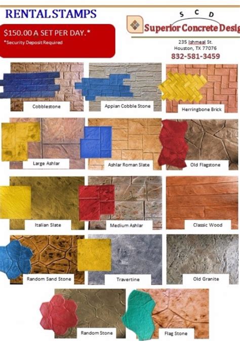 * concretenetwork.com does not own or manage any of the above listed companies. Stamp Rentals - Houston Concrete Designs