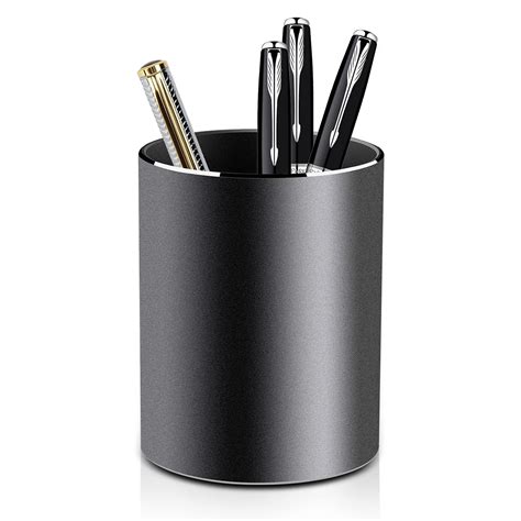Vaydeer Metal Pen Holder Aluminum Pencil Holder For Desk Round Desktop