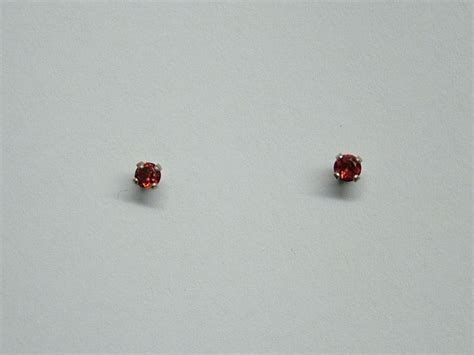 Sterling Silver Tiny Mm Garnet Stud Earrings Studs January Birthstone