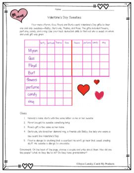 Logic puzzle fans, meet your nemesis! Valentine's Day Logic Puzzle: Valentine's Day Sweeties by ...