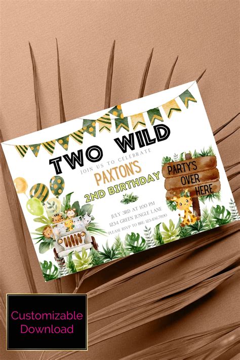 Two Wild Birthday Invitation Two Wild Invitation Two Wild Etsy In 2022 Birthday Invitation
