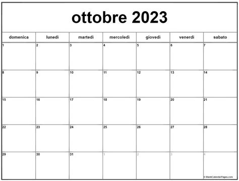 Ottobre 2023 Calendario Gratis Italiano Calendario Ottobre