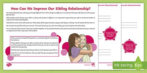 How Can We Improve Our Sibling Relationship Worksheet