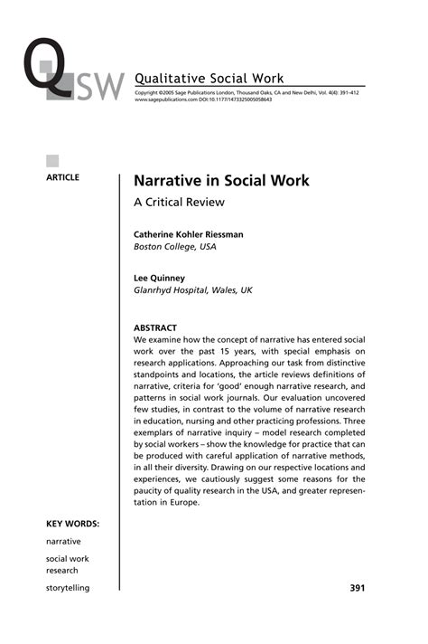 Pdf Narrative In Social Work A Critical Review