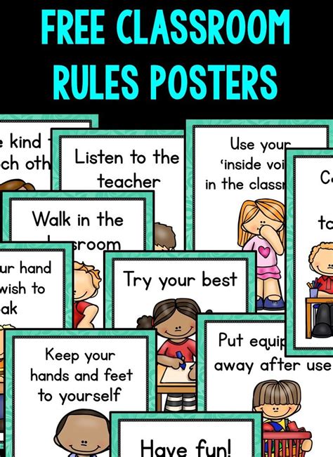 10 Free Classroom Rules Posters Kindergarten Classroom Rules Infant