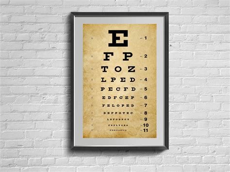 Eye Chart Art Poster Snellen Pediatric Chart Print Etsy Uk