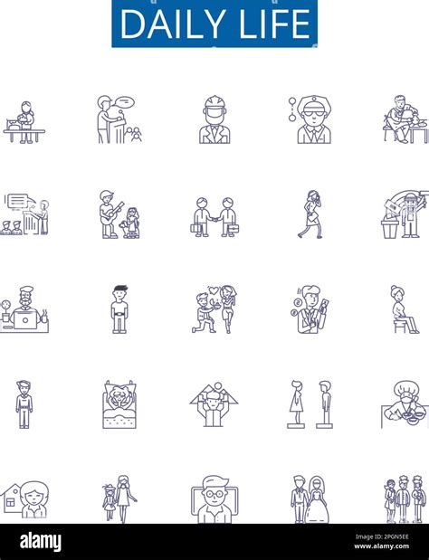 Daily Life Line Icons Signs Set Design Collection Of Routine Daily
