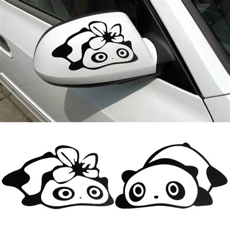 1 Pair Cute Cartoon Pandas Car Truck Window Reflective Sticker Decal
