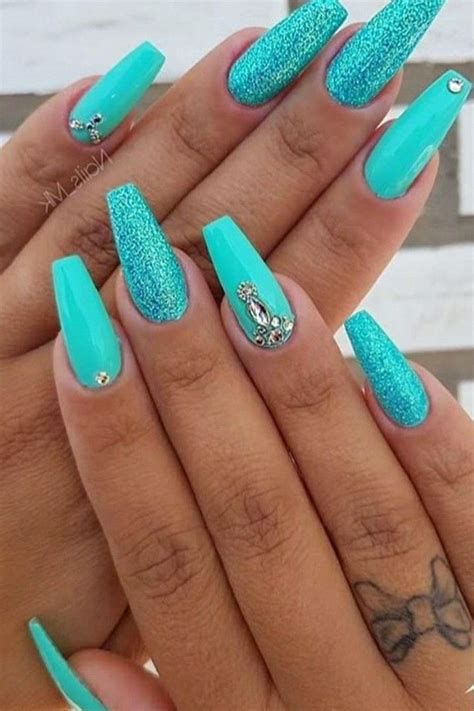 Turquoise Manicur In 2021 Teal Acrylic Nails Teal Nails Turquoise Nails