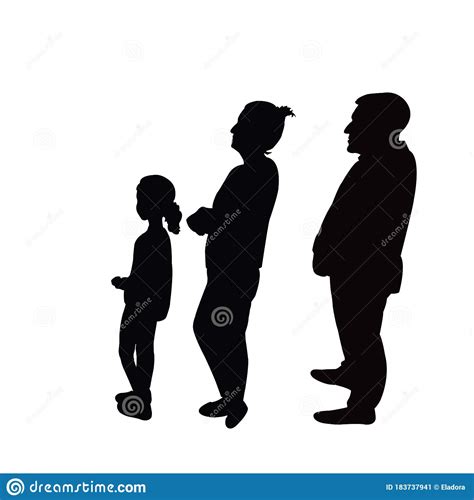 Three People Standing Body, Sitting Body Silhouette Vector Stock Vector ...