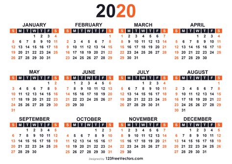 210 2020 Calendar Vectors Download Free Vector Art And Graphics