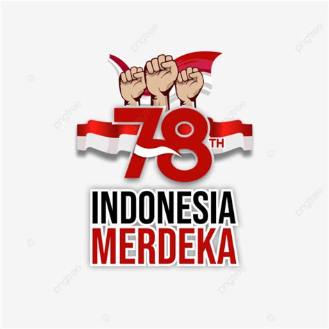 Logo Resmi Hut Ri Pada Hari Kemerdekaan Indonesia Dengan Bendera Tangan Vertikal