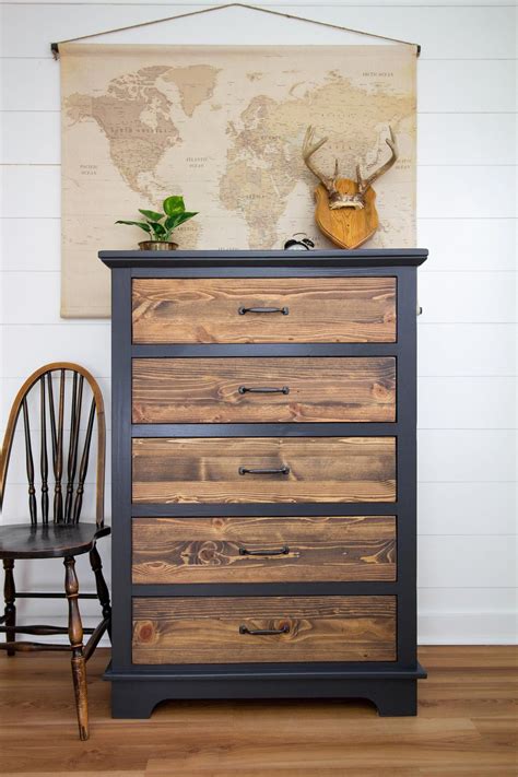 Rustic Wood Dresser Charcoal Gray And Cappuccino Stained Pine Dresser