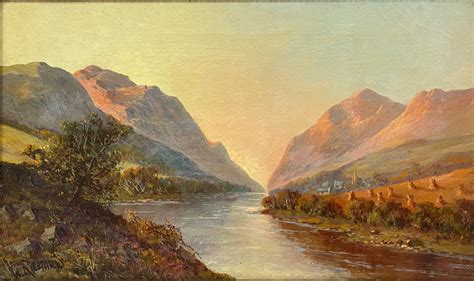 Francis E Jamieson Antique Scottish Highlands Oil Painting Summer