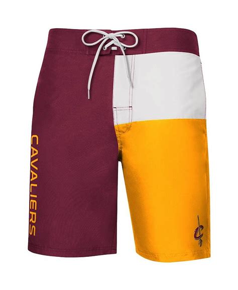 G Iii Sports By Carl Banks Mens Wine And Gold Tone Cleveland Cavaliers Breeze Color Block Swim