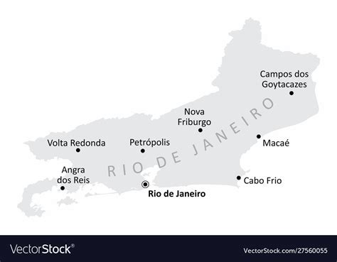Rio De Janeiro State Cities Map Royalty Free Vector Image
