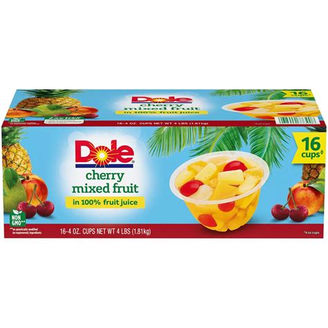 Dole Fruit Bowls Cherry Mixed Fruit In 100 Fruit Juice 4 Oz 16 Ct