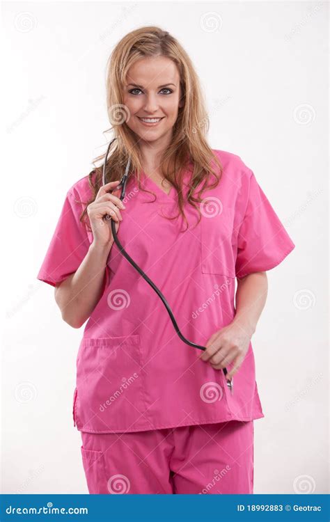 Attractive Blonde Female Caucasian Nurse Doctor Stock Image Image Of