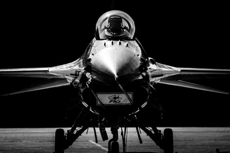 Grayscale Photo Of Aircraft General Dynamics F 16 Fighting Falcon