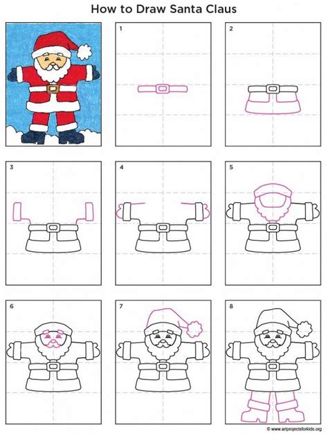 How to Draw Santa Claus Tutorial Video and Santa Claus Coloring Page