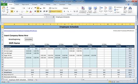 Work Schedule Spreadsheet Excel Pertaining To Free Employee And Shift