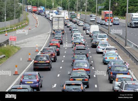 A Traffic Jam On The M1 Motorway England Stock Photo Alamy